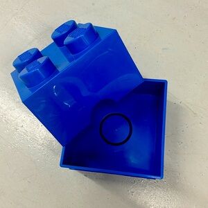 Blue square Lego storage bin